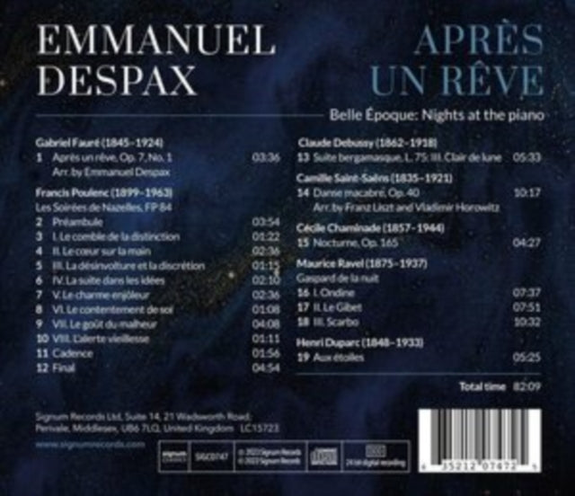 Emmanuel Despax - Apres Un Reve: Belle Epoque - Nights At The Piano (CD)