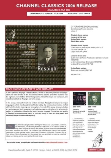 Reinild Mees - Respighi Complete Songs For Voice Vol3 (CD)