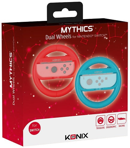 Konix Mythics Dual Steering Wheels JoyCon Holder (Red/Blue) (Nintendo Switch)