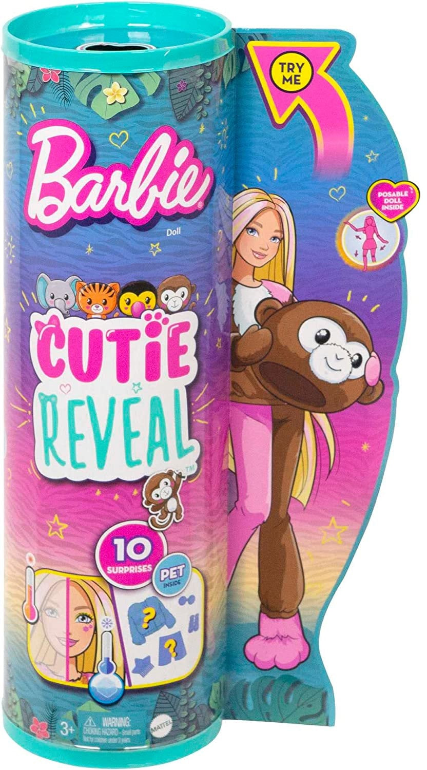 Barbie - Cutie Reveal - Doll With Plush Monkey Costume