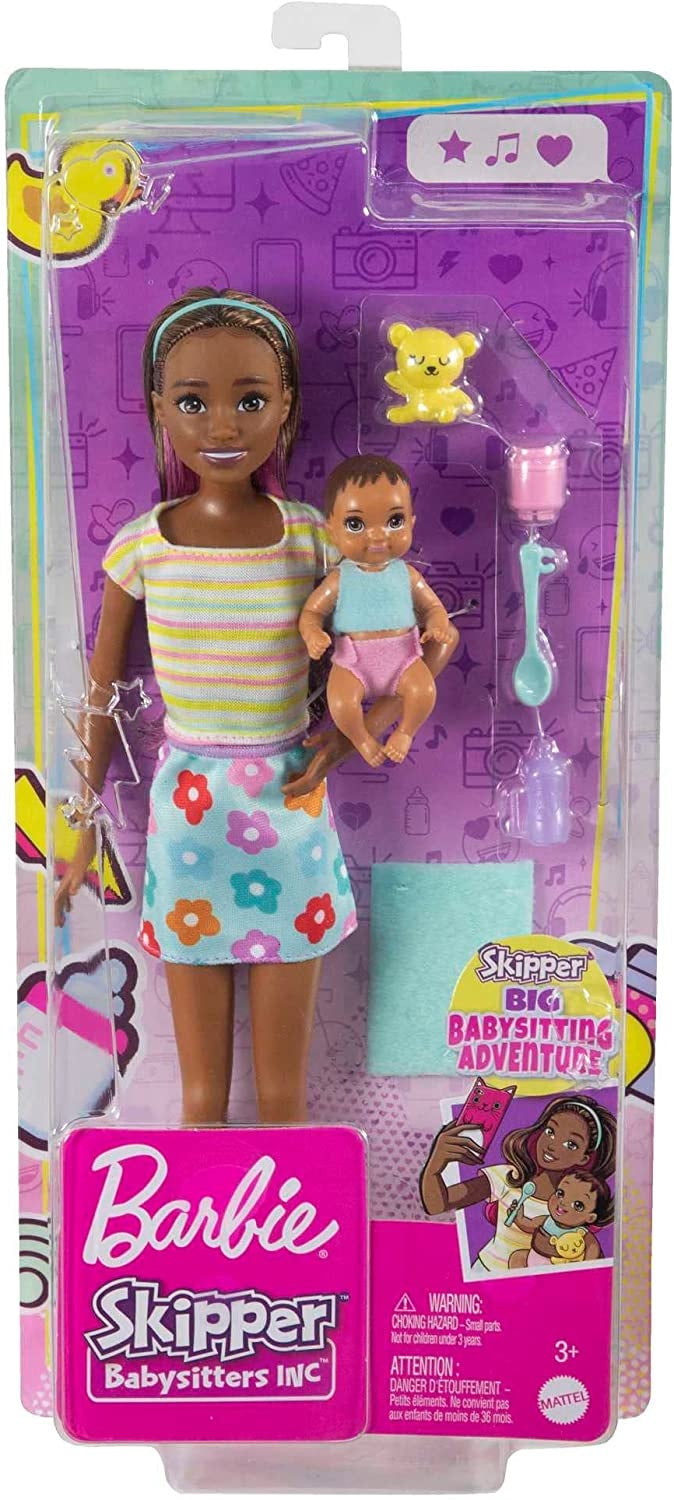 Barbie - Skipper Babysitter (Brown Hair Doll with Baby Doll)