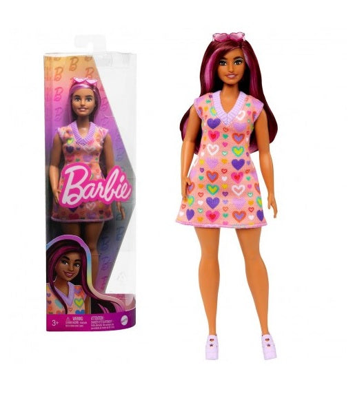 Barbie - Fashion Doll - Heart -Print Sweater Dress
