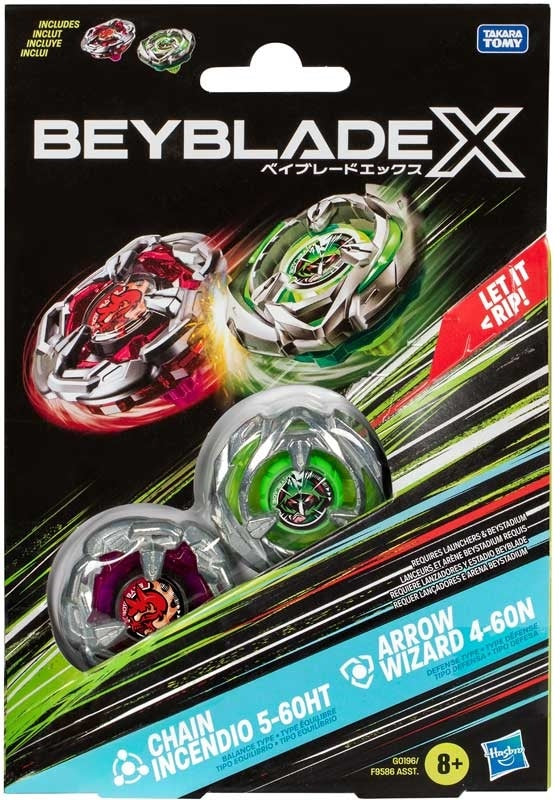 Beyblade X - Dual Pack - Chain Incendio 5 -60HT (Balance) & Arrow Wizard 4 -60N (Defense)
