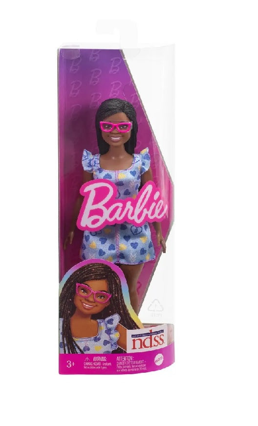 Barbie - Fashion Doll (Black Hair & Blue Dress) (Down’s Syndrome Doll)