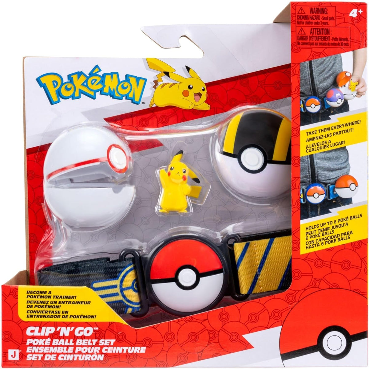 Pokemon - Clip 'N' Go Poke Ball Belt Set (Pikachu #5 with Premier Ball, Ultra Ball & Electric-type themed Belt) W21 (Toys)