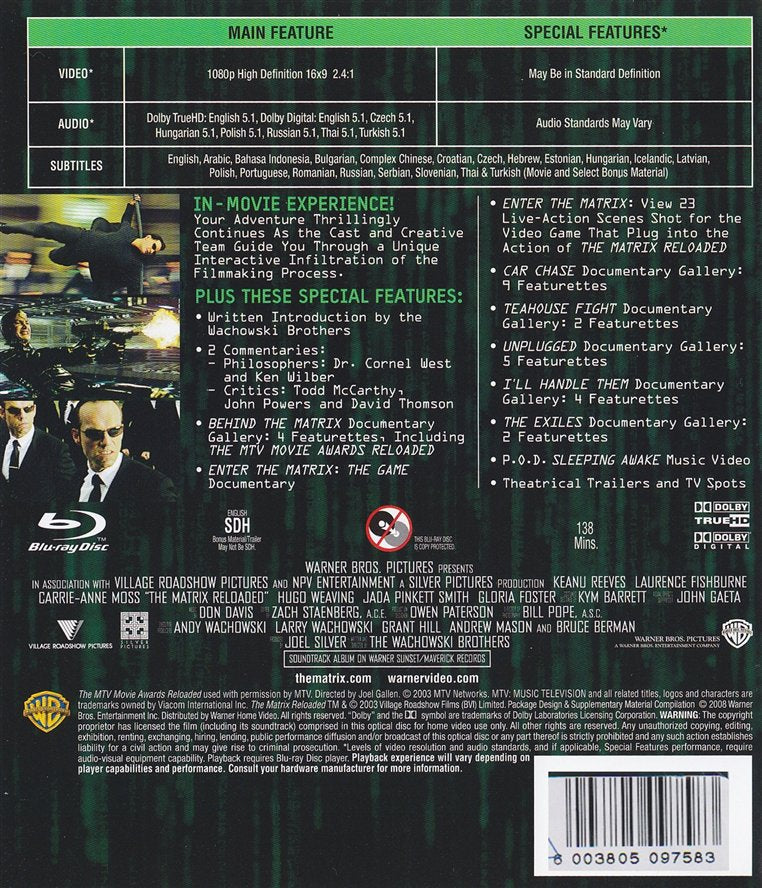 The Matrix Reloaded (2003) (Blu-ray) (Second-Hand)
