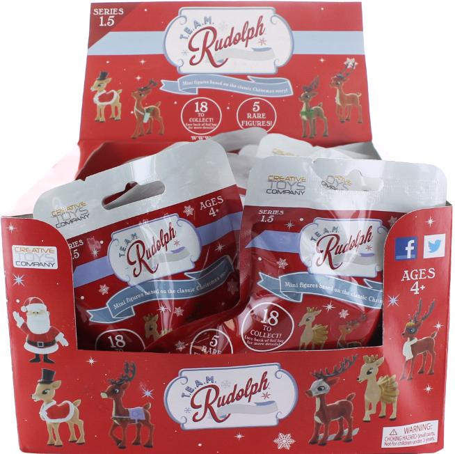 TEAM Rudolph Reindeer Stocking Foilbag 18 piece CDU (series 1.5) / Toys