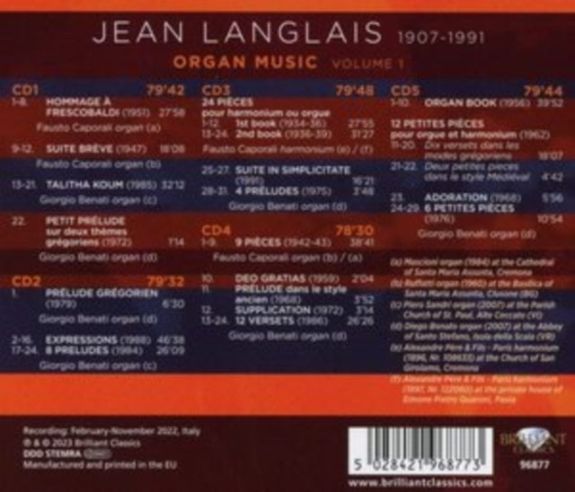 Giorgio Benati / Fausto Caporali - Langlais: Organ Music / Volume 1 (CD)