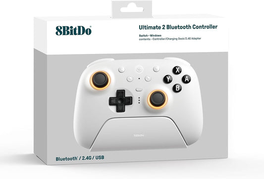 8BitDo Ultimate 2 Wireless Controller with Charging Dock for PC & Android (White) (PC)