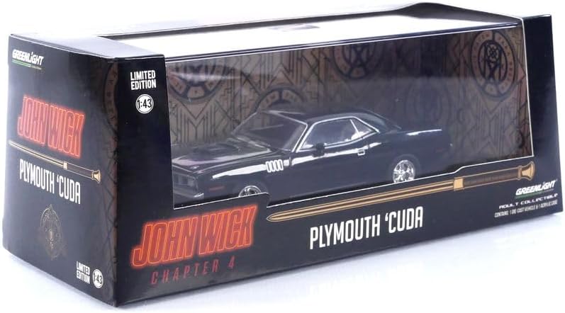 Greenlight Collectibles - 1/43 John Wick 4 - 1971 Plymouth Cuda (Diecast Model Car)