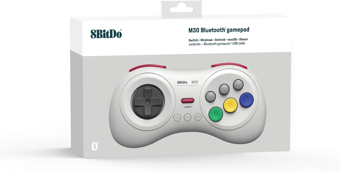 8BitDo - M30 Wireless Bluetooth Gamepad (White) (Nintendo Switch)