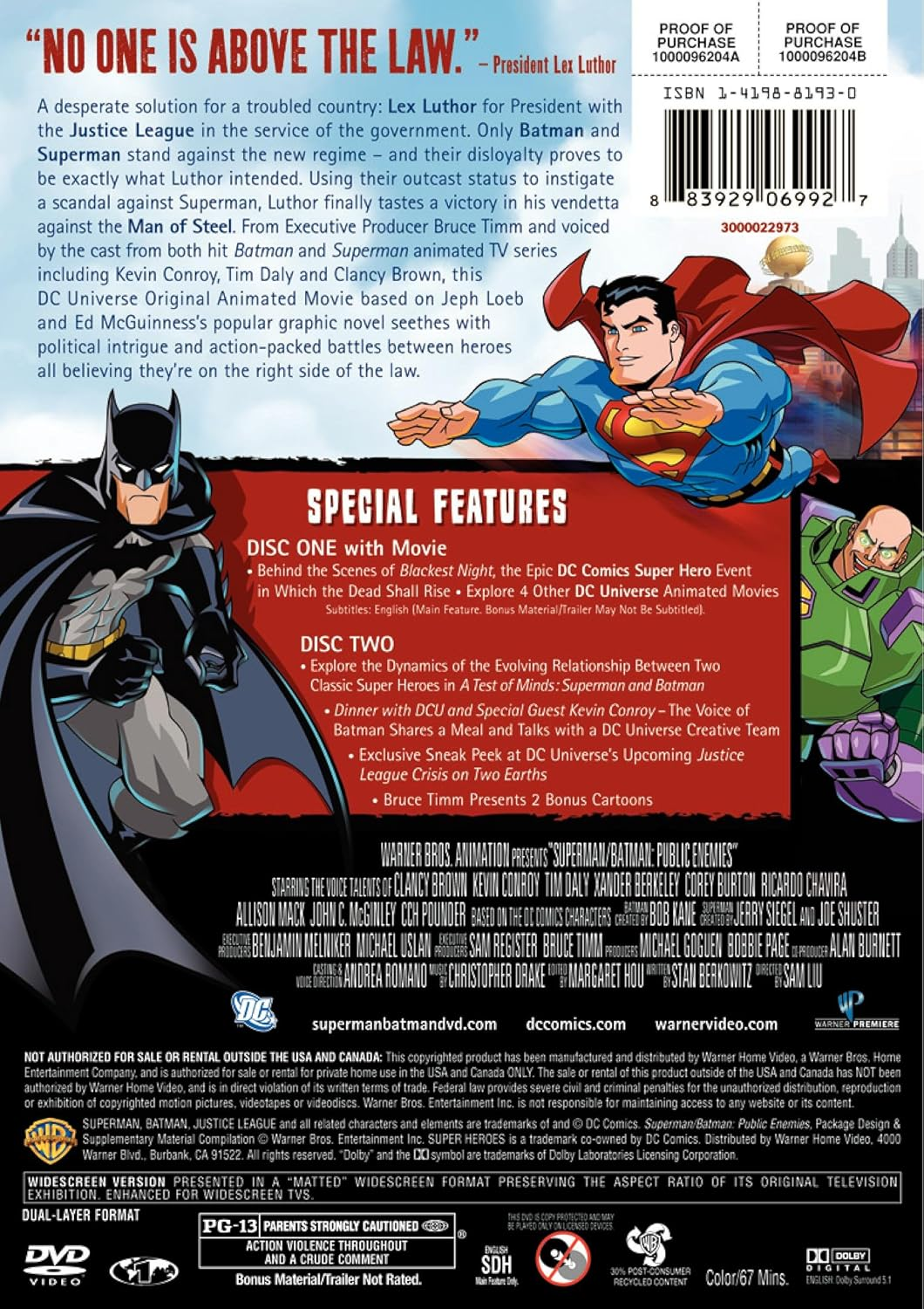 Superman/Batman: Public Enemies (Two-Disc Special Edition) (2009) (Region 1) (DVD) (Second-Hand)