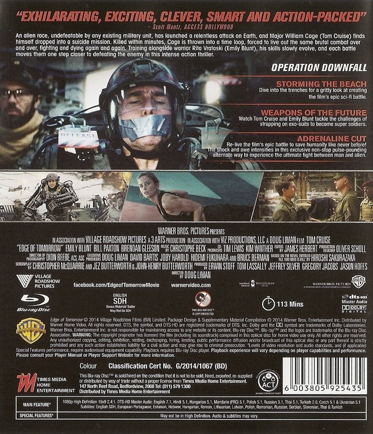 Edge of Tomorrow (2014) (Blu-ray) (Second-Hand)