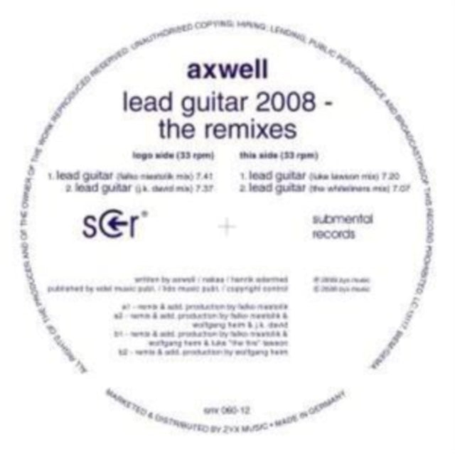 Axwell - Lead Guitar 2008 Remixes (Vinyl)