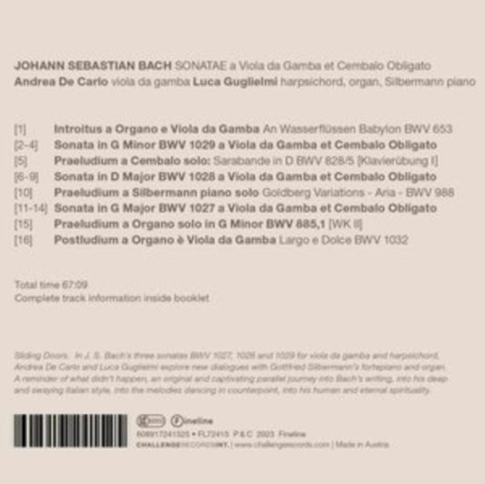 Andrea De Carlo & Luca Guglielmi - J.S. Bach: Sonatae A Viola Da Gamba & Cembalo Obligato (CD)