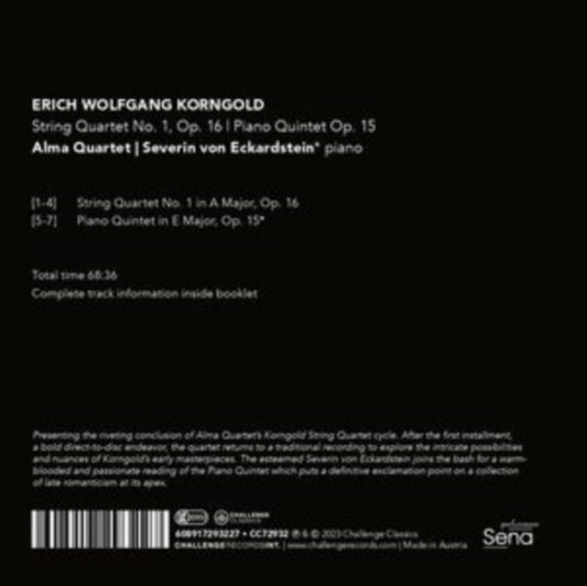 Alma Quartet / Severin Von Eckardstein - Korngold: String Quartet No. 1 / Op. 16 / Piano Quintet Op. 15 (CD)
