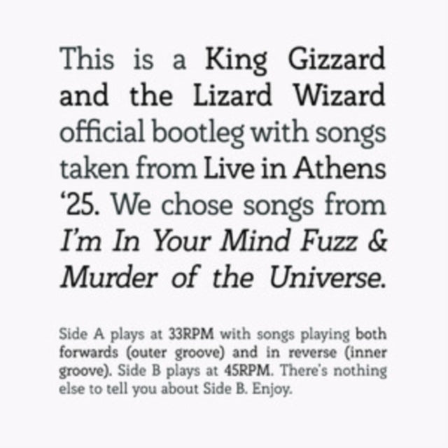King Gizzard And The Lizard Wizard - Songs From Im In Your Mind Fuzz & Murder Of The Universe Live In Athens 25 (Vinyl)