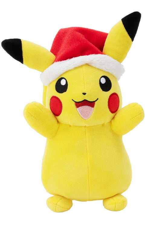 Pokemon Pkw - 8 inch Seasonal Plush (Holiday) Pikachu With Santa Hat - W4 