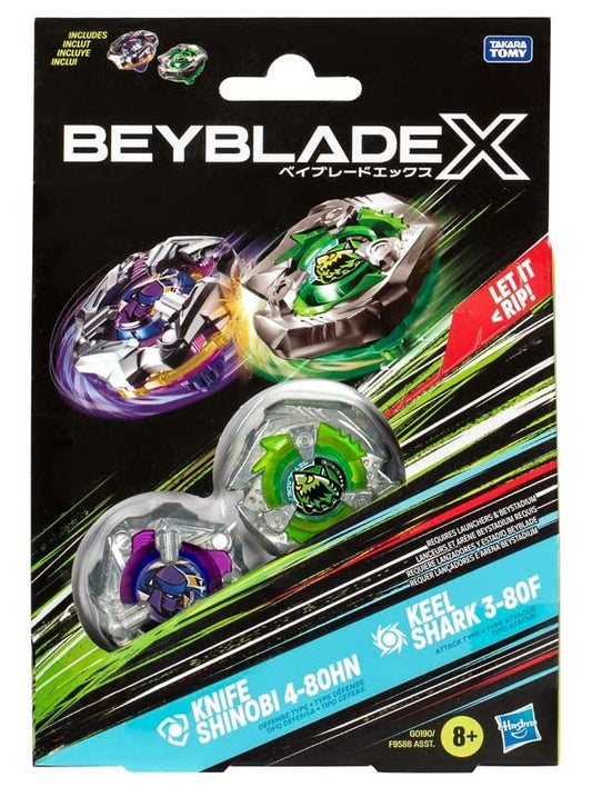 Beyblade X - Dual Pack - Knife Shinobi 4 -80HN (Defense) & Keel Shark 3 -80F (Attack)