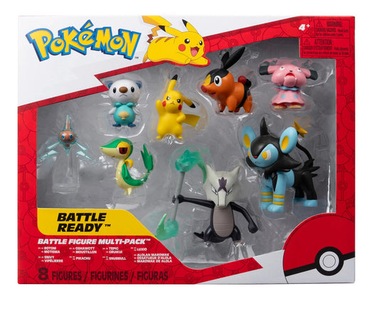 Pokemon - Battle figure 8PK: Tepig, Oshawott, Snivy with Stand, Rotom with Stand, Pikachu #5, Snubull, Alolan Marowak, Luxio