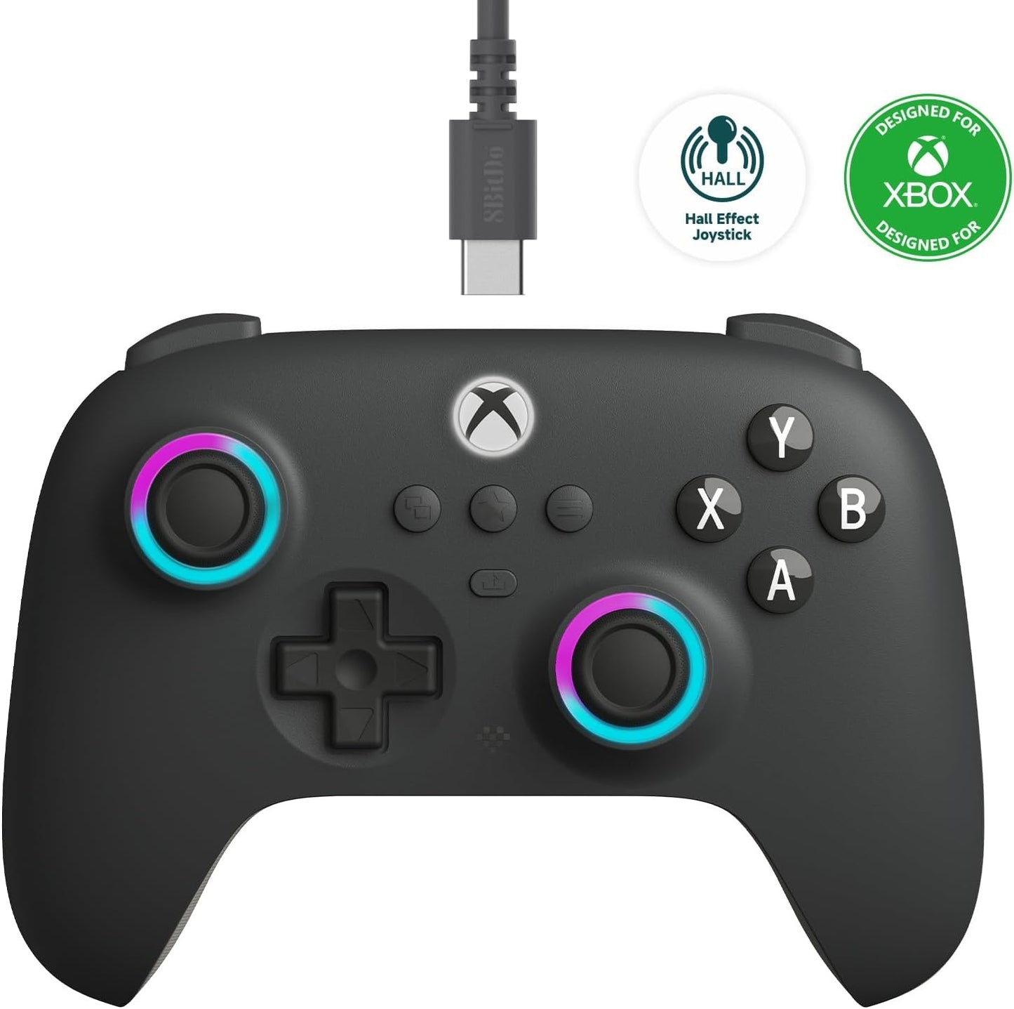 8BitDo Ultimate C - Dark Grey - Wired Controller (Compatible With Xbox Series X, Xbox One & PC)