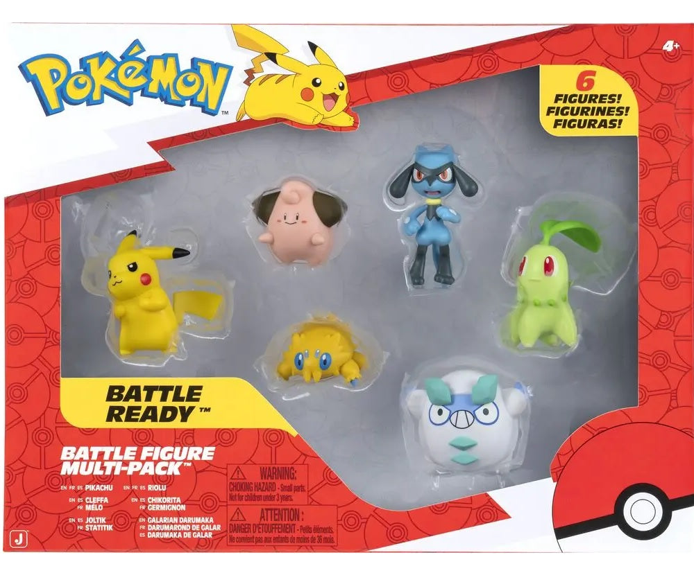 Pokemon - Battle Figure Multipack (6PK: 2" Pikachu #2, Riolu, Cleffa, Joltik, Chikorita, Galarian Darumaka) W10 (Toys)