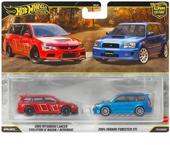 Hot Wheels - Premium Car Culture - Twin-Pack - 2005 Mitsubishi Lancer EVO IX Wagon & 2004 Subaru Forester STI (Toys)