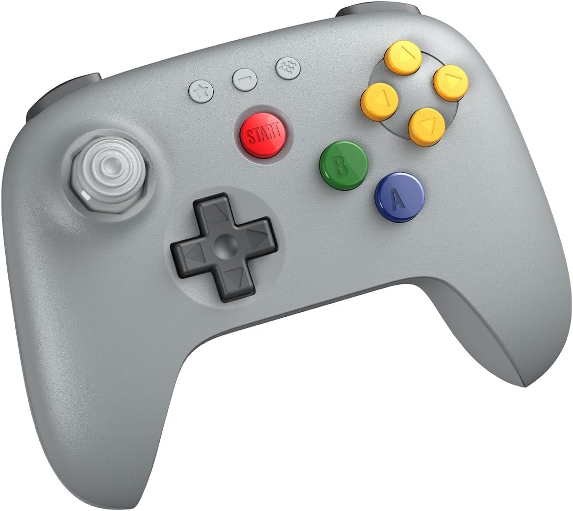 8BitDo 64 Bluetooth Controller For Switch 1 & 2, PC & Android 9.0 (Grey) (Nintendo Switch 2)