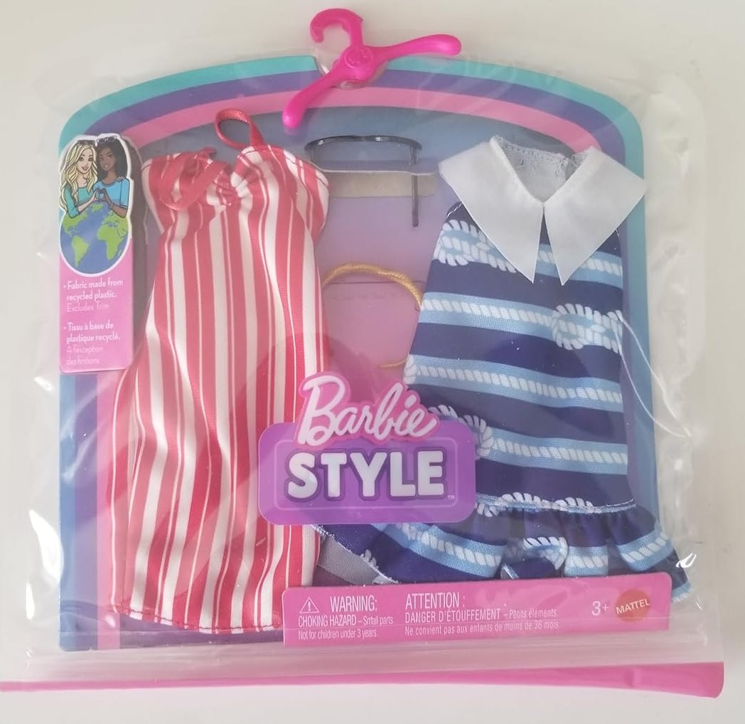 Barbie - Fashions 2 Pack Red Stripes Outfit and Blue Stripes Outfit (Toys)