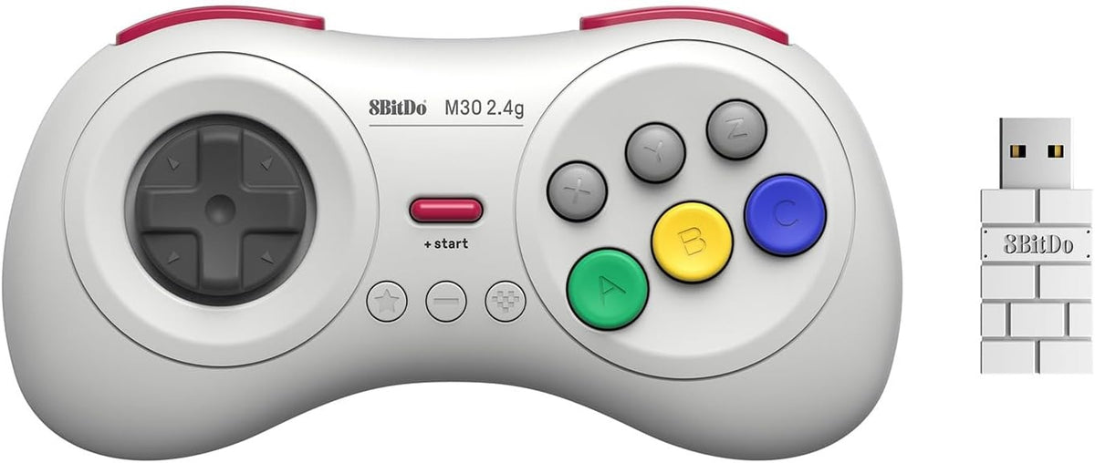 8BitDo M30 2.4g Wireless Gamepad For the Original Genesis & Mega Drive (White) (Retro Device)