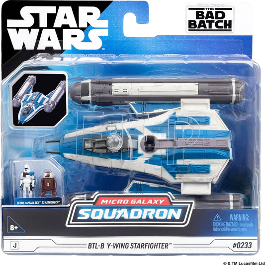 Star Wars - Micro Galaxy Medium Vehicle (5" Vehicle & Figure) BTL-B Y-wing Starfighter w/Clone Captain Rex- Series 11 (Toys)