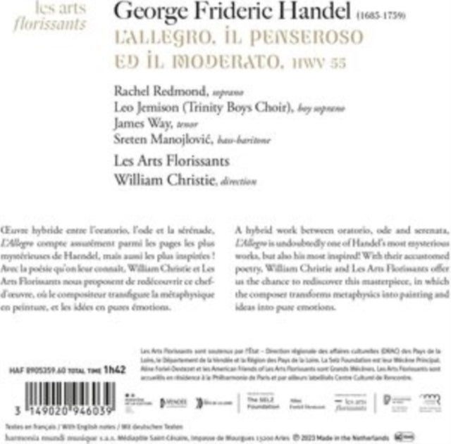 Les Arts Florissants / William Christie / Rachel Ramond / Leo Jemison - Handel: LAllegro / Il Penseroso Ed Il Moderato (CD)