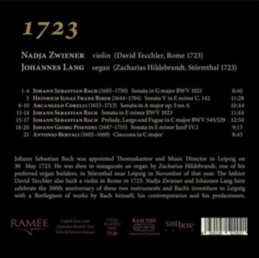 Nadja Zwiener / Johannes Lang - 1723: Bach / Bertali / Biber / Corelli & Pisendel (CD)