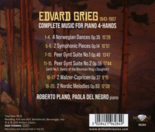 Roberto Plano/Paola Del Negro - Grieg: Complete Music For Piano 4-Hands (CD)