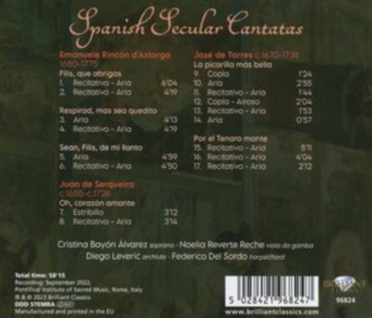 Cristina Bayon Alvarez / Noelia Reverte Reche / Diego Leveric / Federico Del Sordo - Spanish Secular Cantatas (CD)