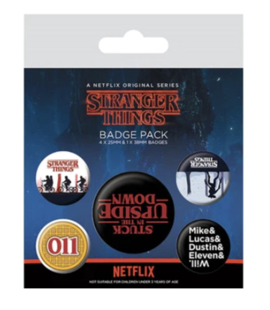 Stranger Things - Upside Down (4 x 25mm & 1 x 38mm badges) (Badge Pack)