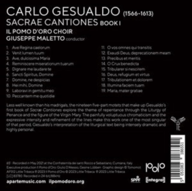 Il Pomo Doro / Giuseppe Maletto - Gesualdo: Sacrae Cantiones (Liber Primus) (CD)