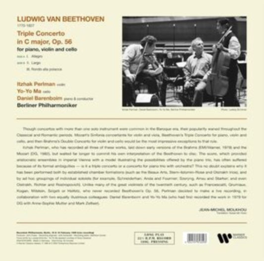 Itzhak Perlman / Yo-Yo Ma / Daniel Barenboim / Berlin Philharmonic - Beethoven: Triple Concerto (Vinyl)
