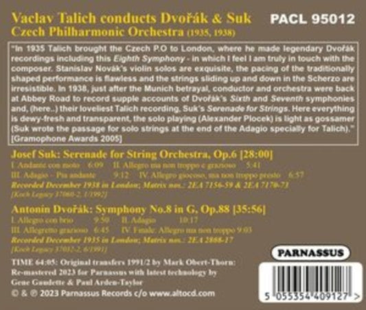 Vaclav Talich - Vaclav Talich Conducts Dvorak & Suk (CD)