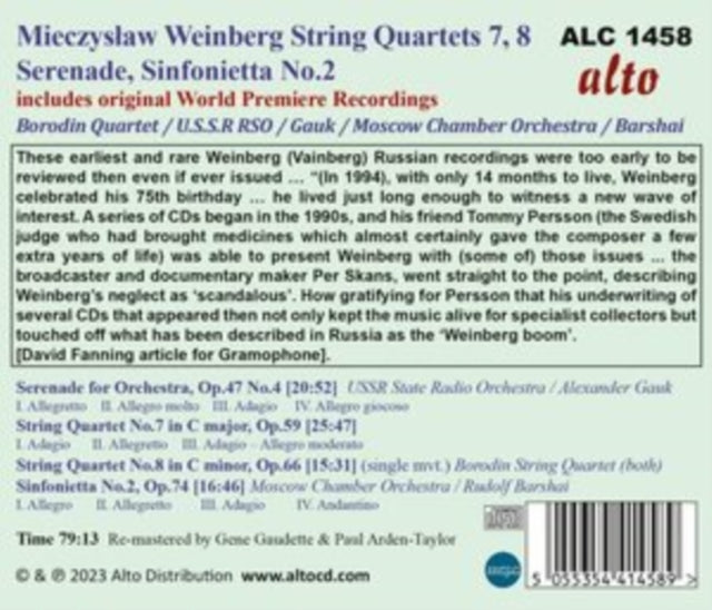 Borodin Quartet - Mieczyslaw Weinberg: Str Qrts Nos. 7 & 8 (CD)