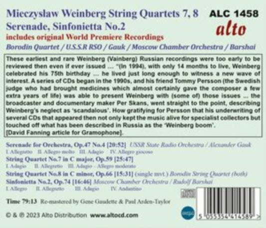 Borodin Quartet - Mieczyslaw Weinberg: Str Qrts Nos. 7 & 8 (CD)