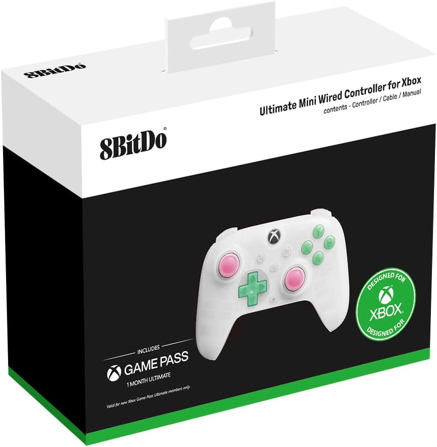 8BitDo Ultimate Mini Wired Controller For Xbox Series X & PC (Translucent White) (Xbox Series X)