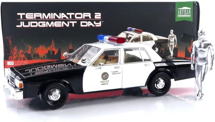Greenlight Collectibles - 1/18 Artisan Collection - Terminator 2 (1991) - 1987 Cheverolet Caprice with Android (Diecast Model Car)