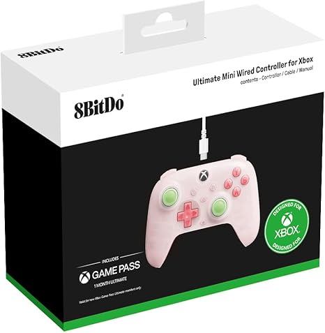 8BitDo Ultimate Mini Wired Controller For Xbox Series X & PC (Translucent Pink) (Xbox Series X)
