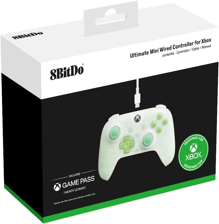 8BitDo Ultimate Mini Wired Controller For Xbox Series X & PC (Translucent Green) (Xbox Series X)