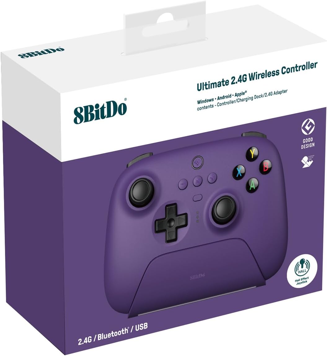 8BitDo - Ultimate 2.4G Wireless Controller with Dock and Hall Effect Joysticks - Purple (PC)