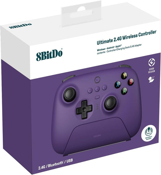 8BitDo - Ultimate 2.4G Wireless Controller with Dock and Hall Effect Joysticks - Purple (PC)