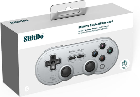 8BitDo SN30 Pro Bluetooth Controller For Switch, PC & Android (Grey) (Nintendo Switch)