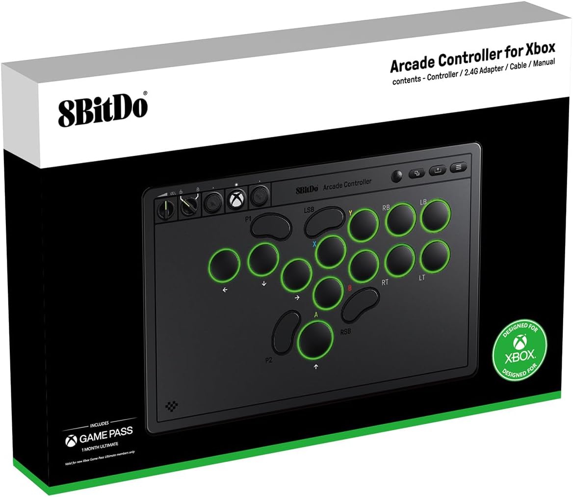 8BitDo All-Button Arcade Controller For Xbox Series X & PC (Black) (Xbox Series X)