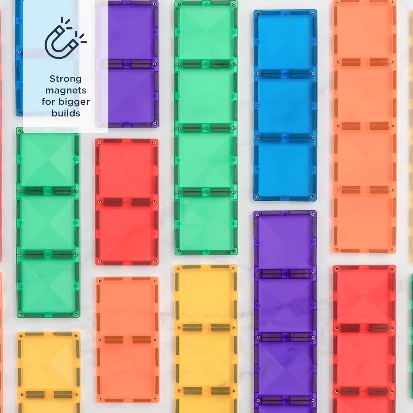 Connetix Magnetic Tiles - Rainbow Rectangle Pack 18 Pieces Inside (Puzzle)